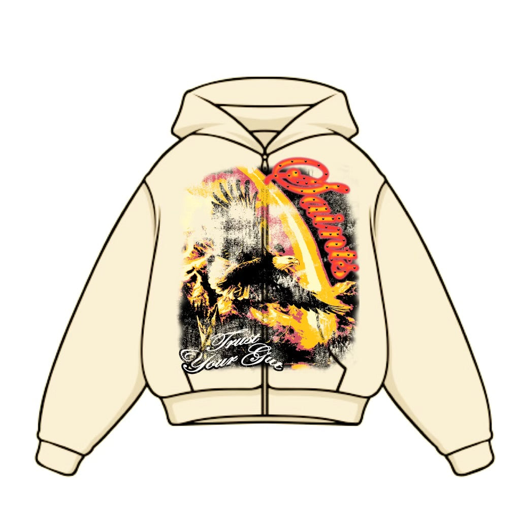 RHINESTONE SAINT ZIP UP HOODIE
