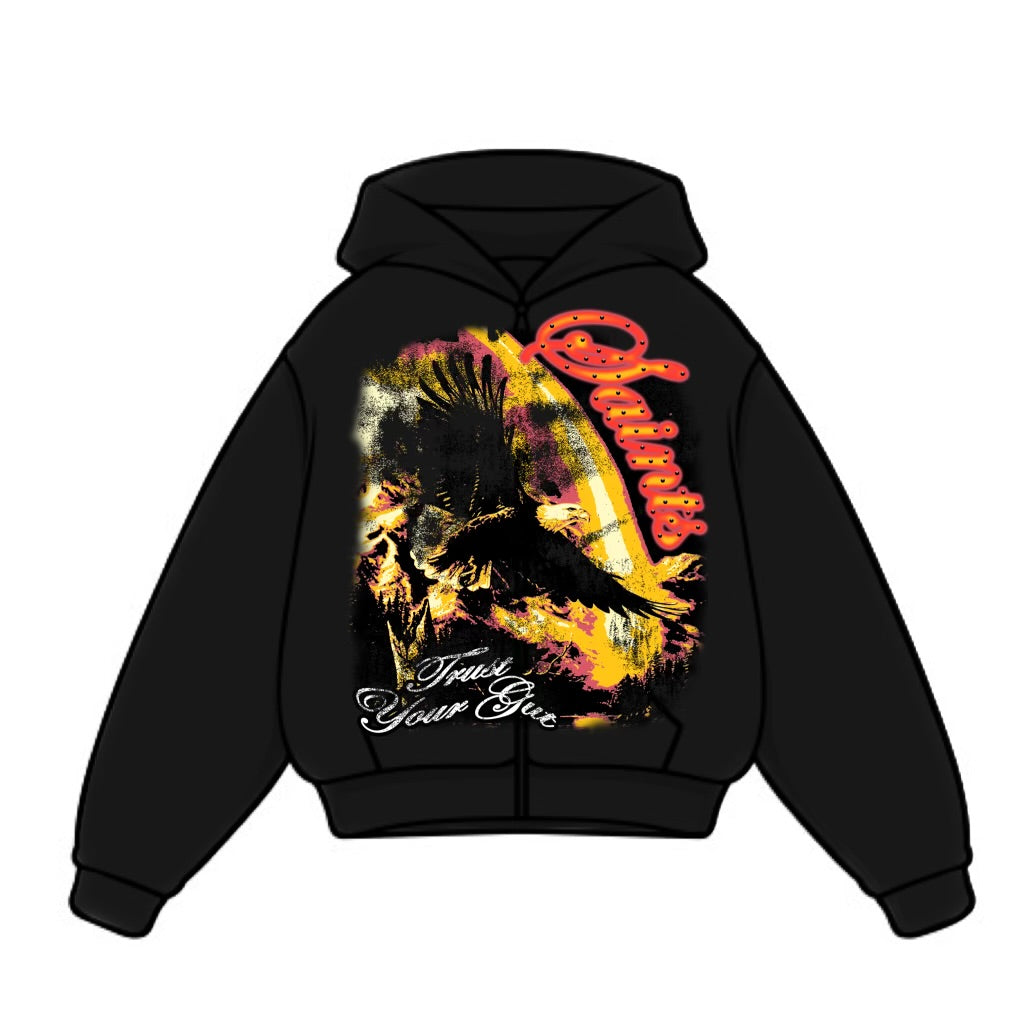 RHINESTONE SAINT ZIP UP HOODIE